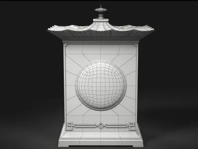 Chinoiserie Antique Clock Low-poly 3D model