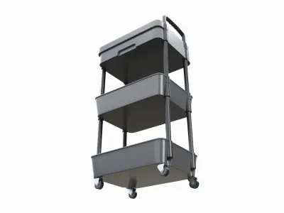 Rolling Utility Cart with Drawer 3-Tier 3D model