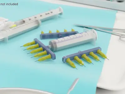 Multi Injector 5 Needles Straight Yellow 3D model