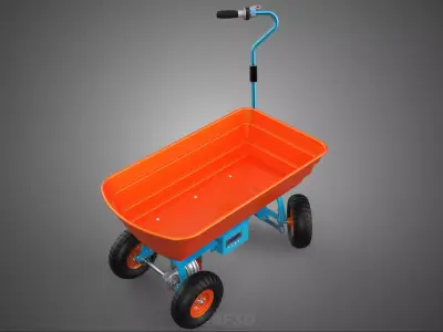 SMART ELECTRIC FOUR WHEEL UTILITY CART TROLLEY WAGON WHEELBARROW 3D model