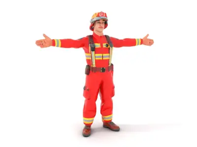 Firefighter Character Model Pack with Detailed Uniform Low-poly 3D model