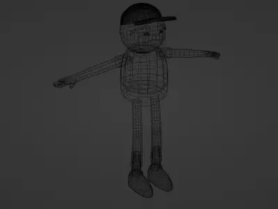 small town or trucker stylo character low poly Low-poly 3D model