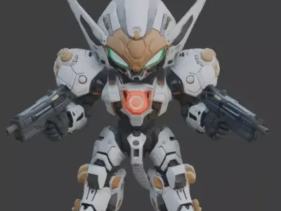 Aesthetic Heavy Combat Chibi 3D Model Low-poly 3D model