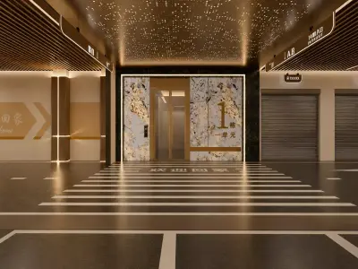 Luxury Underground Parking Garage Interior 3D model
