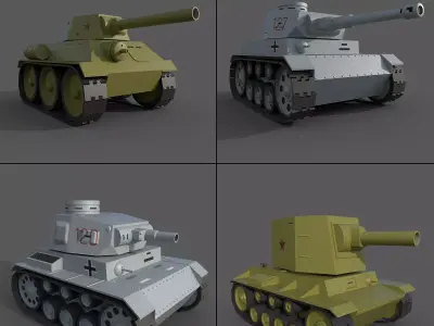 Cartoon tanks 3D Model Pack