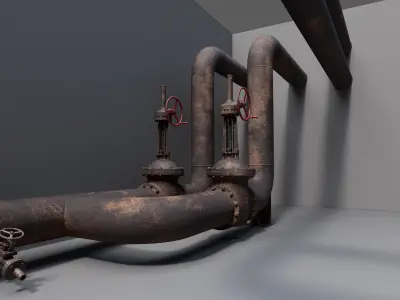 Industrial vapor pipelines Low-poly 3D model