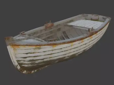 Old Wooden Rowboat Weathered 3D Model 3D model