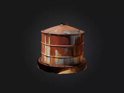 Rusted Water Tank Low-poly 3D model