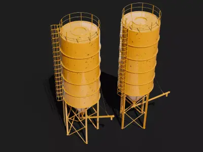 Cement Silo for construction site 3d model 3D model