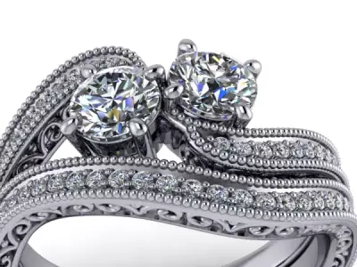 Two Stone Forever Us Vintage  Engagement Wedding Ring Jewelry 3D print model
