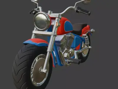 Stylized Cruiser Motorcycle 3D Model 3D model