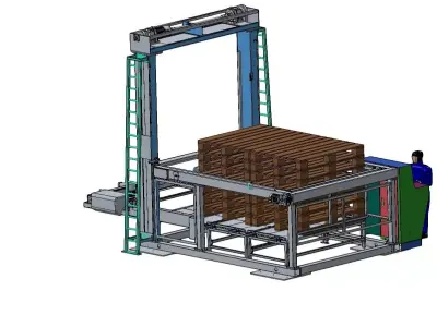  Industrial Automatic Palletizing Machine with Operator Panel 3D model