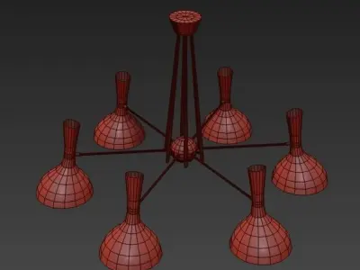 HELSINKI gold chandelier hanging on wall 3D model