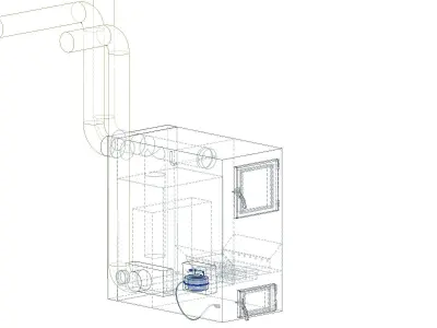 Solid fuel pyrolysis convection boiler 3D model
