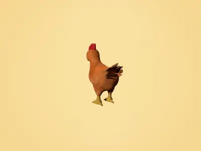 Chicken - cartoon style Low-poly 3D model