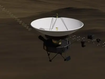 Voyager spacecraft in night sky Low-poly 3D model