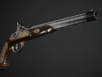 Classic Capsular Pistol - model and textures Low-poly 3D model