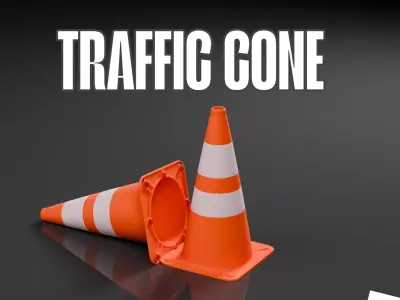 Low Poly Realistic Traffic Cone  Free low-poly 3D model