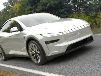 White 2025 Tesla Model Y Juniper Simplified 3D model