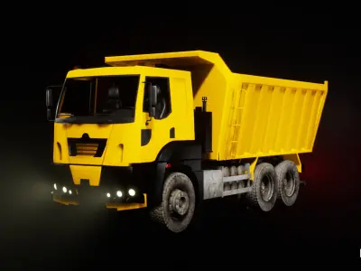 Driveable Animated Construction Truck Low-poly 3D model purchase