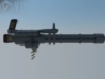 minigun grenade launcher Low-poly 3D model