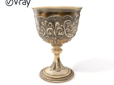 Ornate Vintage Silver Goblet model pack Low-poly 3D model