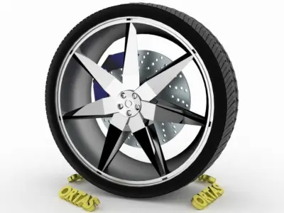 ORTAS CAR WHEEL RIM 80 GAME READY WHEEL RIM TIRE 3D model