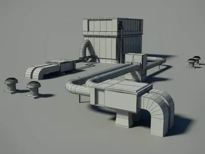 Roof Unit Low-poly 3D model purchase