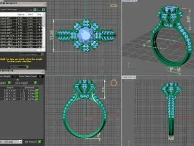 vintage gold enagagement ring with 6mm round diamond 3D print model