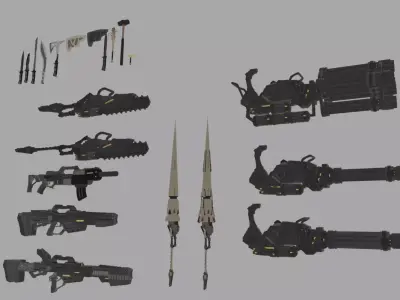 Futuristic Sci Fi Weapon Pack Guns Rifles and Swords 3D Model 3D model
