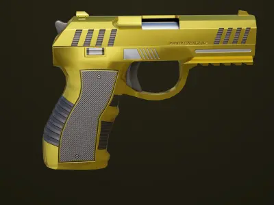  Golden Pistol 04 All PBR Unity UE Textures Included Low-poly 3D model