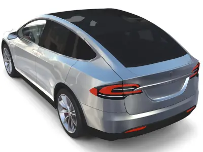 Tesla Model X Silver with interior and chassis 3D model purchase