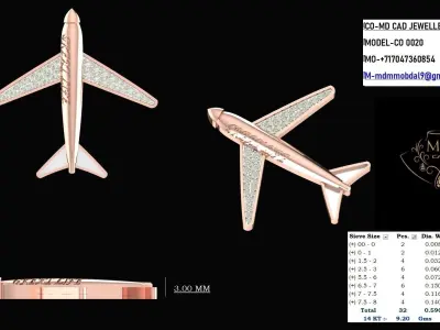 Mens Coat Pin Airplane 3D print model