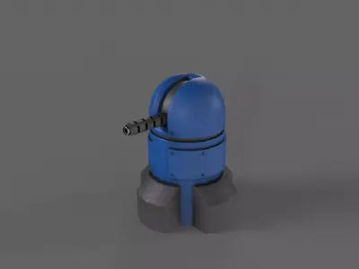 PBR Turret Gun 06 Blue Low-poly 3D model