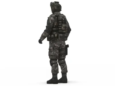 Elite Special Forces Soldier Game-Ready Rigged 3D Model Low-poly 3D model