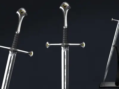 Anduril - The sword of Aragorn - Lord of the Rings  Low-poly 3D model