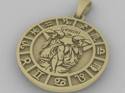 gemini zodiac pendant 3D print model