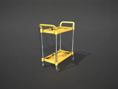 Yellow Service Cart Low-poly 3D model