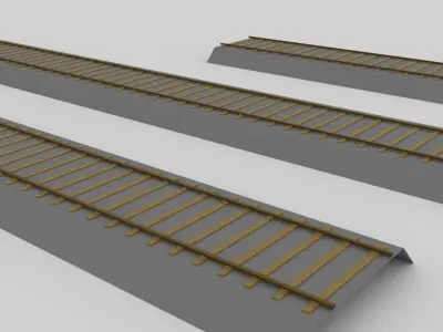 3D Model of 6 Pieces of Straight Track Free 3D model