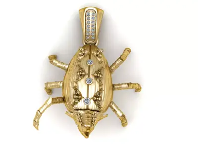 BEETLE GOLD INSECT PENDANT 3D PRINTABLE MODLE 3D print model