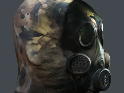 Gas mask helmet 3d model military combat Low-poly Low-poly 3D model 6