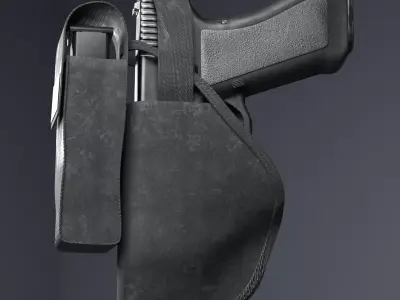 9mm Gun with Holster 3D model