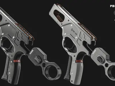 Sci-Fi Laser Plasma Pistol  Low-poly 3D model