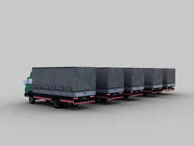 Cargo Truck With Interior Low-poly 3D model