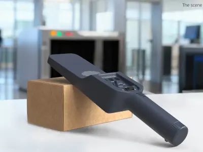Handheld Metal Detector with Box Black 3D model