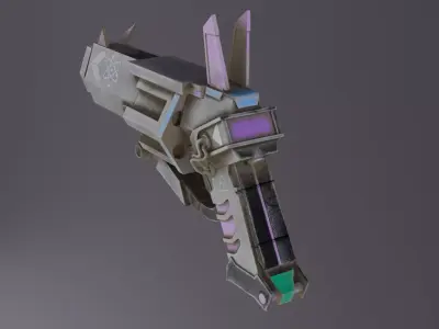 Gun Low Poly 3D Model Game Ready PBR Textures Low-poly 3D model