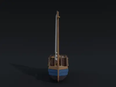 Cartoon medieval trader ship  Polygonal Style Low-poly 3D model