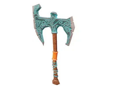 Stylized fantasy axe Low-poly 3D model