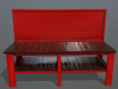 workbench bench Low-poly 3D model shop