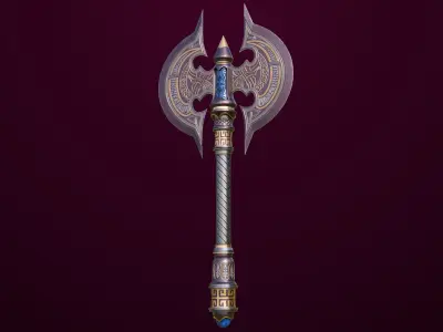  Battle Axe 02 All PBR Unity UE Textures Included  Low-poly 3D model